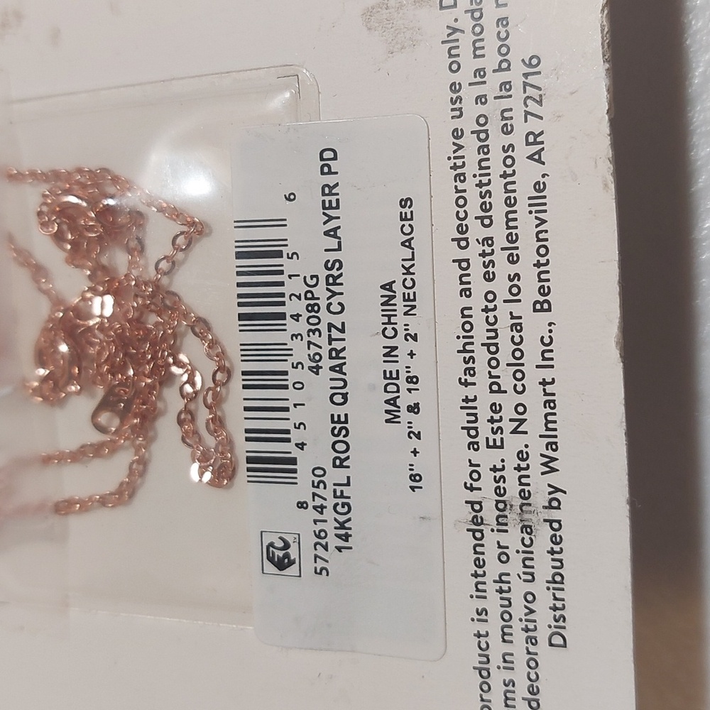 Believe By Brilliance 14kt Flash Plated Rose Gold Necklace Crystal Quartz Accent - Picture 4 of 5